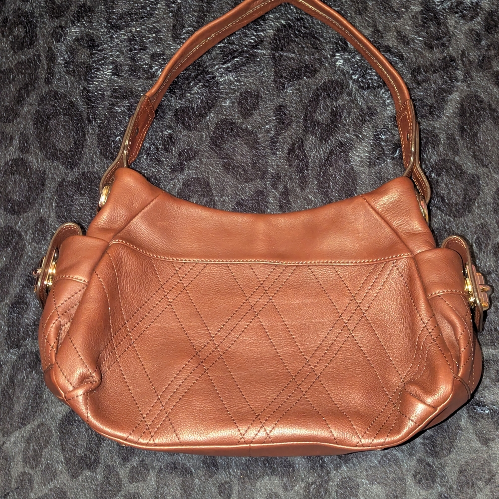 B. Makowsky Brown Quilted Shoulder Bag